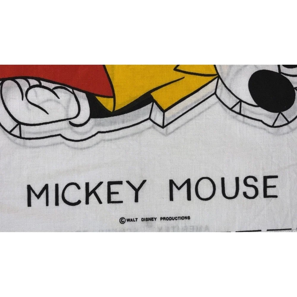 Vintage Mickey Mouse Fabric Panel Walt Disney Cut Sew Pillow Doll Yellow Red Blu